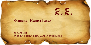 Remes Romulusz névjegykártya